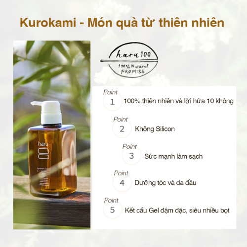 Dầu gội dưỡng tóc và da đầu 6 in 1 100% thiên nhiên Haru Kurokami - Màu nâu Original